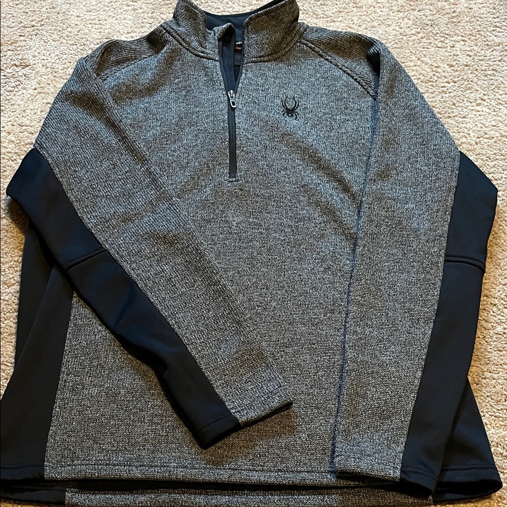 Spyder Men's Charcoal and Black Zip-Up Sweater